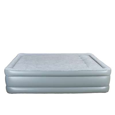 Flocking PVC Sponge Inflatable Bed Flat Mattress with Pillow Double Bed